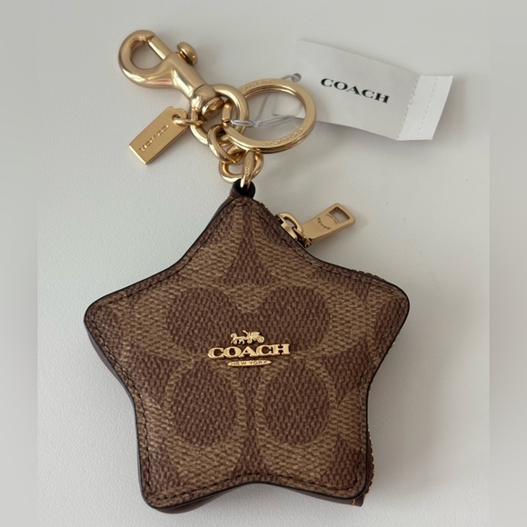 Coach Accessories - Coach NWT Signature Print Star Keychain/Bag Charm Coin Pouch